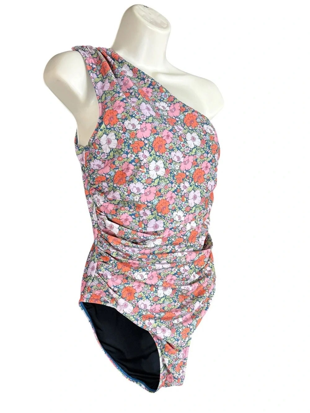 J.Crew Liberty Meadow Song One Shoulder Ruched One Piece Swimsuit Floral Size 4